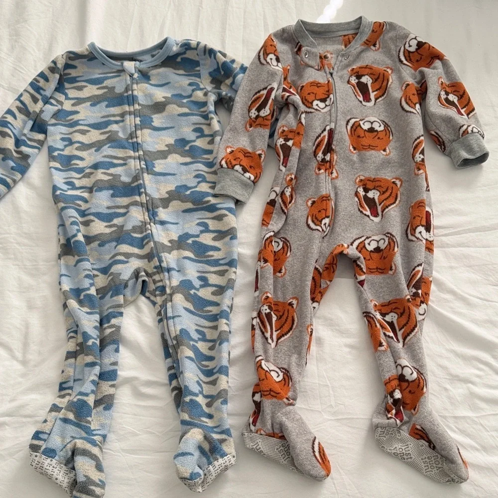 Kids Blue Camo One-Piece Footed Pajama - Picture 1 of 6